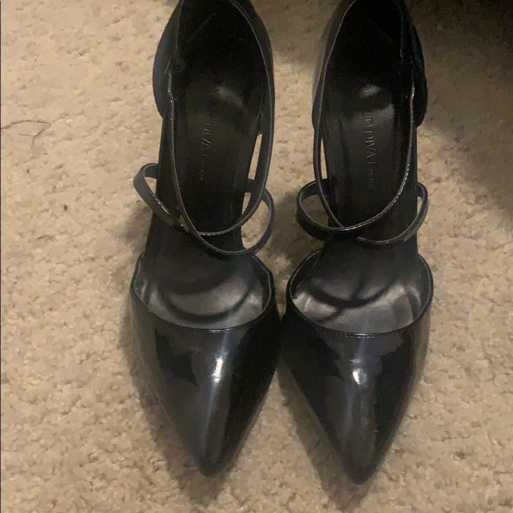 Black patent leather heels